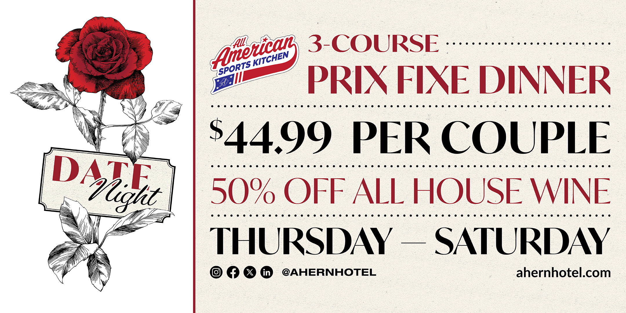 Date Night At All American Sports Kitchen at Ahern Hotel